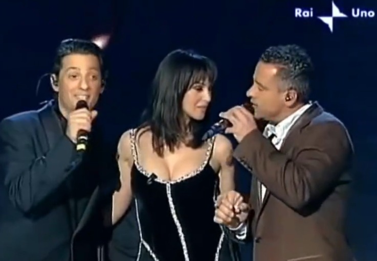 Monica Bellucci e Eros Ramazzotti con Fiorello