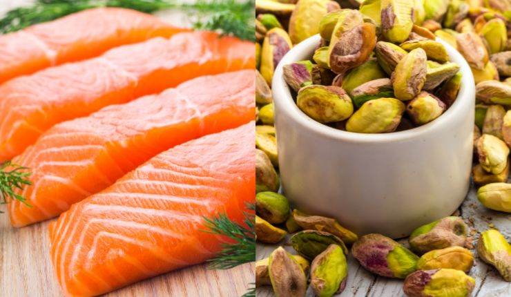 salmone e pistacchi come antinfiammatori naturali