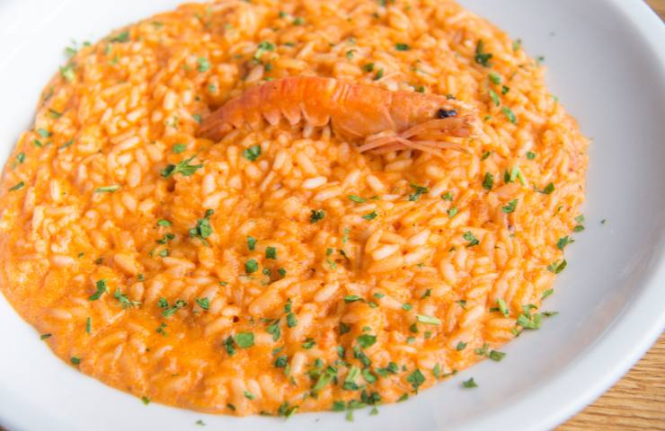 Risotto con crema di scampi ricetta