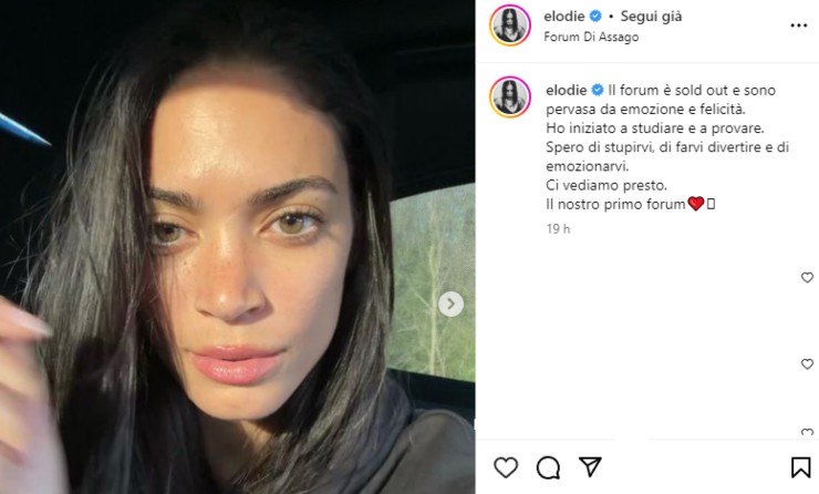 elodie annuncio instagram 